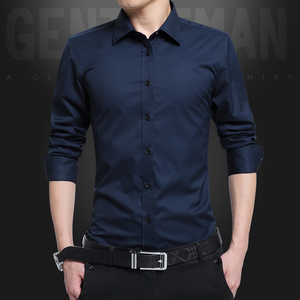 防皱深色职业领带黑衬衫男长袖修身西装衬衣工作服免烫商务白寸衫