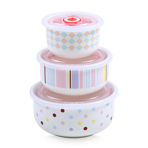 陶瓷保鲜碗三件套装定制LOGO