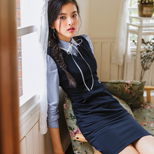 秋安职业套装连衣裙气质美容院工作服空姐制服正装ol女装套裙修身图片