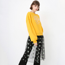 ONLY秋季新款 11749S503 字母毛边领口套头卫衣女 新品
