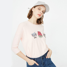 绫致时装 卡通条纹铆钉七分袖 T恤女装 117102507 ONLY新品