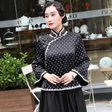 三重门【芳龄】新款秋季真丝唐装女旗袍上衣复古风桑蚕丝中式服装图片