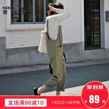 春秋2019时尚 孕妇背带裤 子秋冬季外穿九分春装 潮妈 宽松孕妇裤 新款