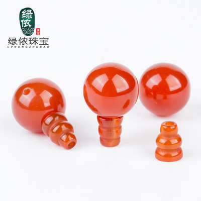 绿侬天然红玛瑙三通佛头散珠佛塔佛珠手串DIY星月菩提配件配饰