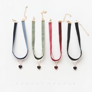 爱心choker丝绒颈链少女心脖子饰品