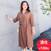 抽绳收腰五分袖 清仓100元 衬衫 秋装 裙M1823272 女装 msshe加大码