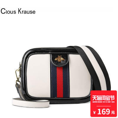 Clous Krause春夏韩版小包包女2018新款宽肩带单肩撞色蜜蜂斜挎包