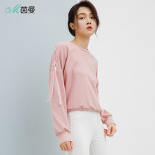 茵曼旗舰店2018秋装新款清新薄款宽松长袖圆领套头卫衣女百搭上衣图片