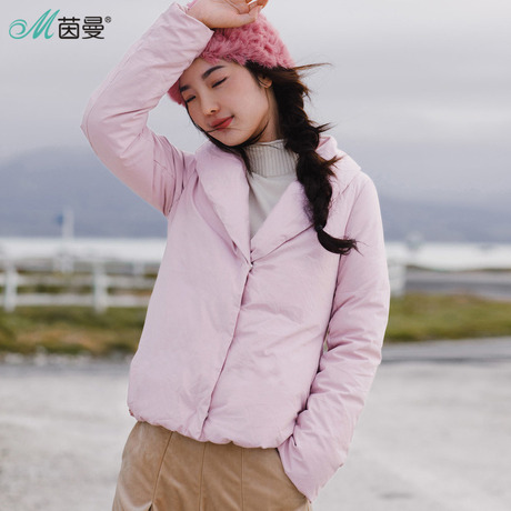 茵曼旗舰店2018冬装新款净色短款百搭保暖防寒鸭绒羽绒服女短外套商品大图