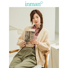 inman茵曼旗舰店V领短款针织开衫毛衣2018秋冬新款披肩外搭小外套图片