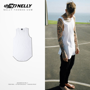 复古同款高街加长宽松纯色圆弧下摆加长打底背心男女夏季