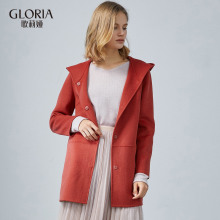 GLORIA/歌莉娅女装2018冬季连帽双面呢羊毛外套18CC6E210图片