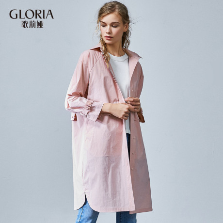 GLORIA/歌莉娅2018春季连帽衬衫领外套183C6E59D商品大图