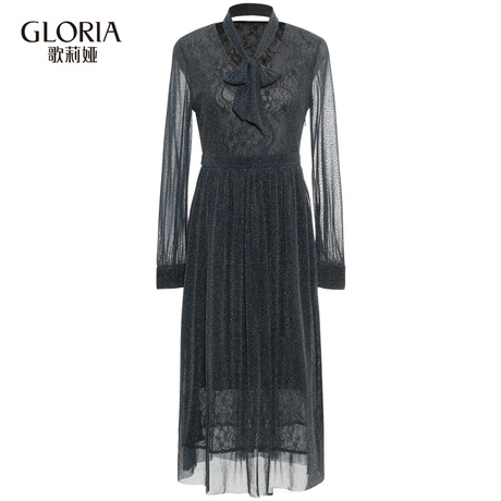 GLORIA/歌莉娅女装2018冬季亮丝针织连衣裙18NM4E580商品大图