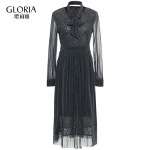 GLORIA/歌莉娅女装2018冬季亮丝针织连衣裙18NM4E580图片