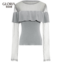 GLORIA/歌莉娅2018年秋季修身荷叶边上衣188K5J560图片