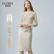GLORIA/歌莉娅2018年冬季羊毛毛织背心半裙三件套18DC5K140图片