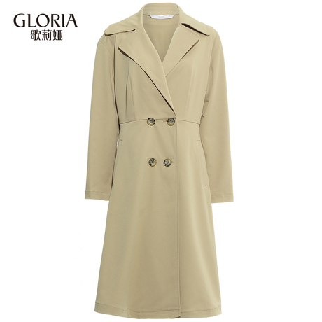 GLORIA/歌莉娅2018秋季双排扣风衣外套 189E6E030商品大图
