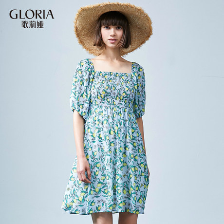GLORIA/歌莉娅2018夏季工字领连衣裙185K4C320商品大图