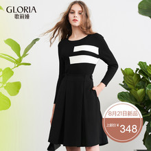 GLORIA/歌莉娅女装2018春季新品拼毛织收腰连衣裙181C4A020图片