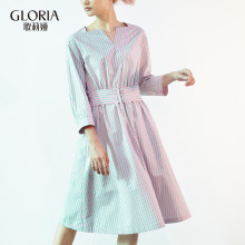 预售|GLORIA/歌莉娅女装2018秋季松紧腰V领连衣裙188E4D25A图片