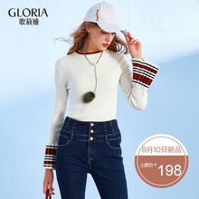 GLORIA/歌莉娅新莫代尔天丝棉混纺彩条喇叭袖毛衫17CJ5J040图片