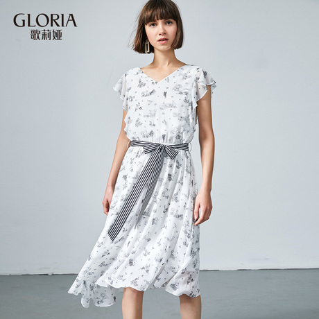 GLORIA/歌莉娅2018秋季印花连衣裙187C4B240商品大图