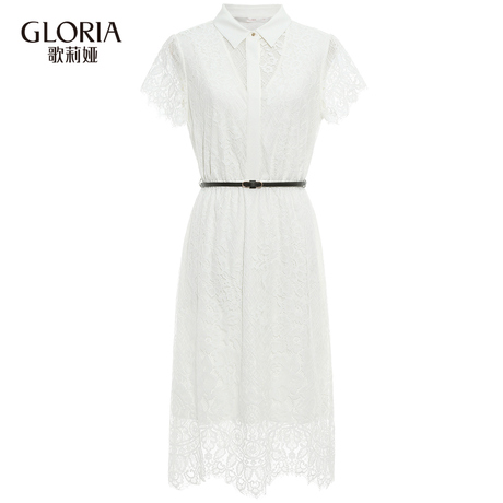 GLORIA/歌莉娅2018夏季宽窄条纹拼接衬衫式连衣裙185C4B290商品大图