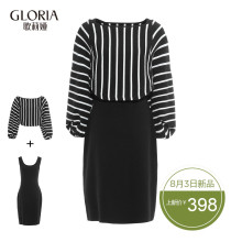 GLORIA/歌莉娅2018新款真两件泡泡袖毛织连衣裙181C5K030图片