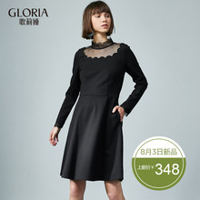 GLORIA/歌莉娅女装2018冬季波点网布拼接连衣裙18CC4E160图片