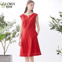 GLORIA/歌莉娅2018夏季收腰蕾丝连衣裙185C4B690图片