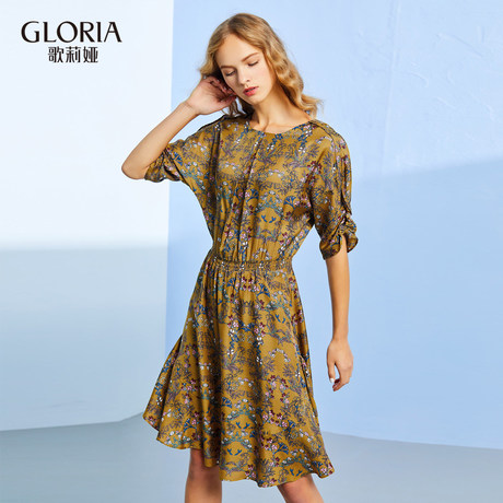 GLORIA/歌莉娅真丝莫代尔印花连衣裙178J4D01A商品大图