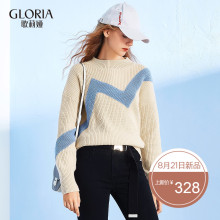 GLORIA/歌莉娅女装初冬季新品拼色半高领毛衣17CJ5J130图片