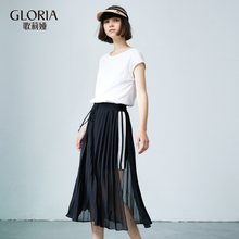 GLORIA/歌莉娅2018夏拼接压褶连衣裙186E4A300图片