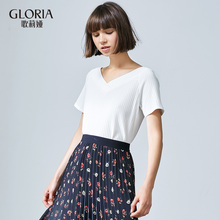 GLORIA/歌莉娅女装2018夏季短袖T恤衫186P0B460图片