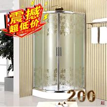 弧形蒙沙花纹简易淋浴房钢化玻璃沐浴房整体浴室房亮银隔断洗澡间