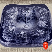 大号九龙戏珠烟灰缸水晶浮雕办公室摆件家居装饰送人商务创意礼品
