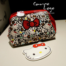 出口日本helloKitty猫豹纹亮片化妆包便携洗漱包镜子生日礼物 新款