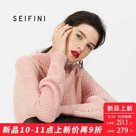 诗凡黎2018冬季新款马海毛软妹毛衣女可爱宽松半高领针织衫女长袖商品大图