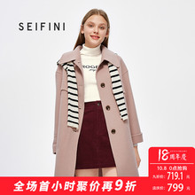 预售诗凡黎冬季宽松毛呢外套女2018新款中长款羊毛双面呢大衣女图片