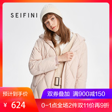 诗凡黎休闲白鸭绒羽绒服女中长款2018新款宽松冬季外套女图片