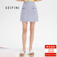 诗凡黎2018夏新款复古港味裙子格子半身裙女高腰a字裙短裙图片