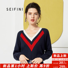 诗凡黎2018秋装新款韩版学生薄款针织衫宽松v领打底衫女长袖图片