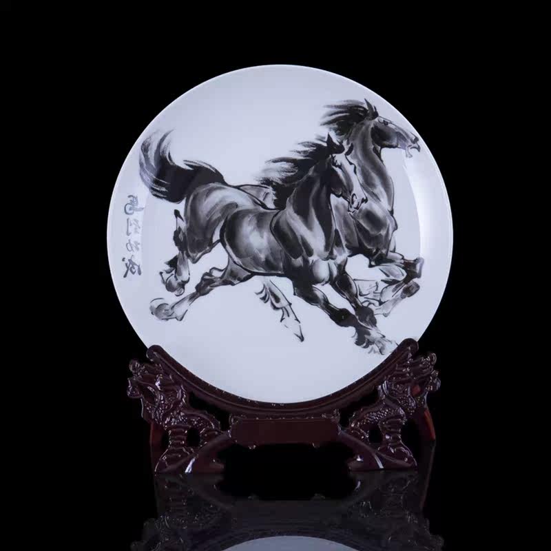 景德镇陶瓷器10寸26cm粉彩装饰瓷盘看