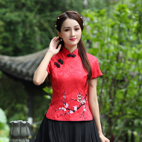 民国风女装唐装女中国风汉服套装茶艺师工作服装春夏改良旗袍上衣商品大图