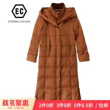 永恒颜色2018冬季新款连帽纯色拉链中长款百搭羽绒服女K467Y204图片