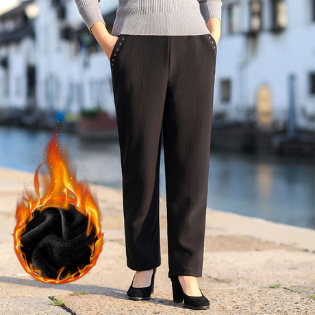 中老年加绒裤女加厚妈妈装秋冬装长裤老年人女装裤子高腰女裤冬装商品大图