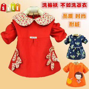 女宝宝罩衣防水灯芯绒大码吃饭衣粗条绒婴儿童