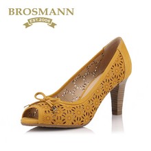 牛皮压花镂空蝴蝶结鱼嘴鞋 宝舒曼2018春夏新品 BROSMANN C41417