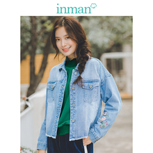 茵曼2018秋装新款棉质文艺绣花磨白毛边牛仔短外套女F1883042891图片